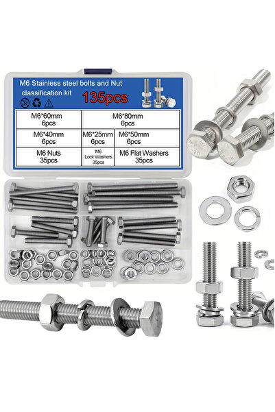 choice2 مجموعة براغي سداسية عالية القوة مكونة من 135 قطعة، مقاسات M6 وM8 وM10...