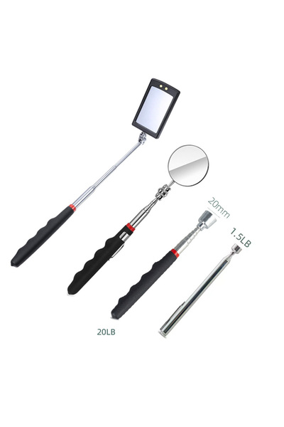 Choice3 طقم 4 قطع من مرايا الفحص بزاوية 360 درجة مع إضاءة LED، مرآة فحص تلسكو...