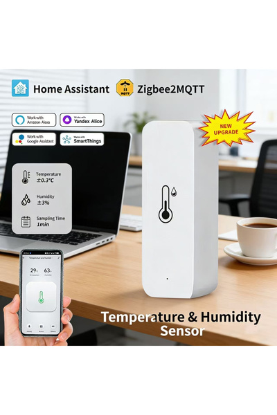 Choice جهاز مراقبة درجة الحرارة والرطوبة مطور بتقنية Zigbee 3.0 2MQTT مع خاصي...