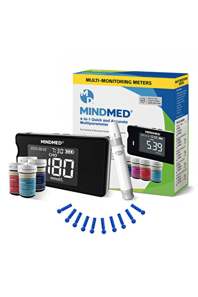 Choice مجموعة MINDMED 4 في 1 لقياس نسبة السكر في الدم، جهاز قياس متعدد الوظائ...