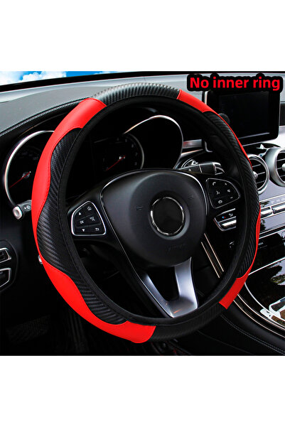Choice7 Red PU Carbon Fiber Leather Car Steering Wheel Cover without Inner Ri...