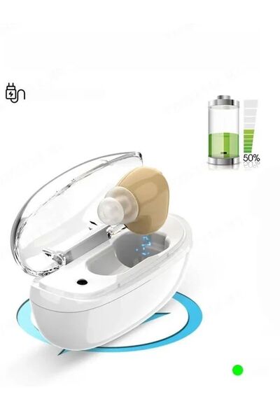 Choice سماعات أذن جلدية لكبار السن، مكبرات صوت غير مرئية مع علبة شحن، سماعات ...