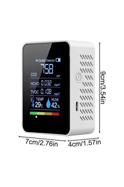 Choice Black 5 In 1 Air Quality Monitor CO2 Meter Digital Temperature Humidit...