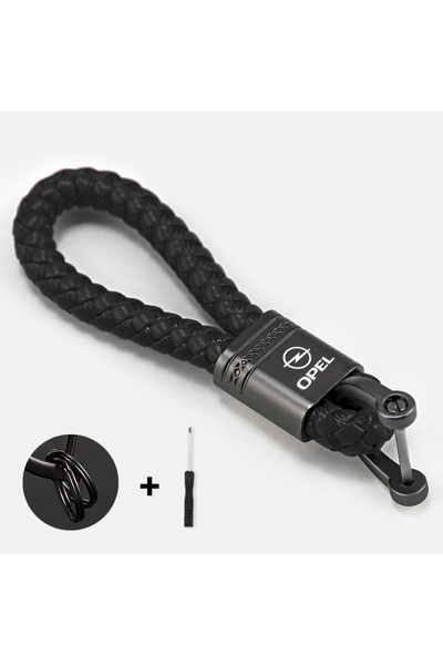 Choice سلسلة مفاتيح سوداء أنيقة للسيارة، مصنوعة من جلد منسوج، مع حلقة مفاتيح ...