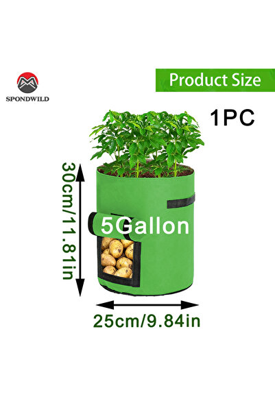 Choice1 25X23CM Green 1PC Large Diameter Potato Grow Bag, Non-Woven Fabric Pl...