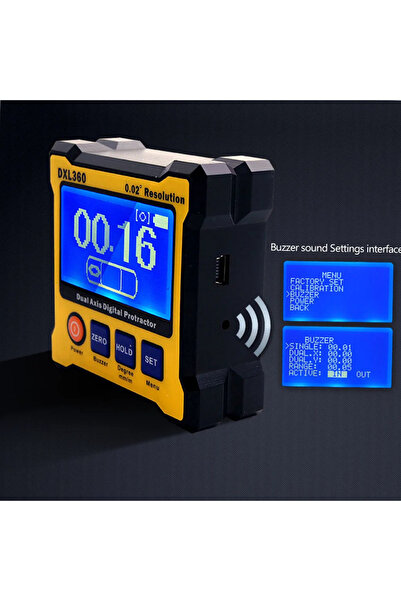 Choice منقلة زاوية رقمية ثنائية المحور DXL360 صفراء اللون، مزودة بقاعدة مغناط...