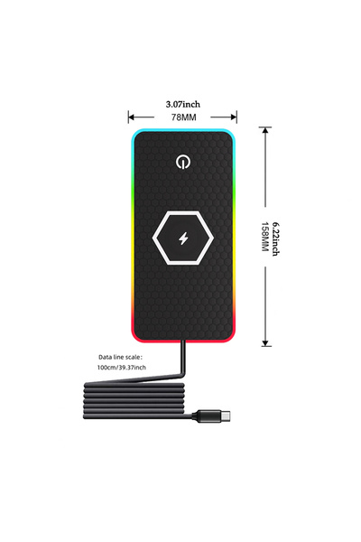 Choice1 لوحة شحن لاسلكي للسيارة مزودة بمنفذ Type-C وإضاءة LED RGB مع وسادة سي...