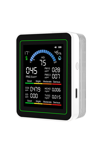 Choice جهاز مراقبة جودة الهواء الأبيض 10 في 1: جهاز مراقبة ثاني أكسيد الكربون...