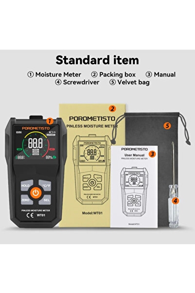 Choice WT01 Pinless Moisture Meter Wood Humidity Tester Damp Meter for Floor,...