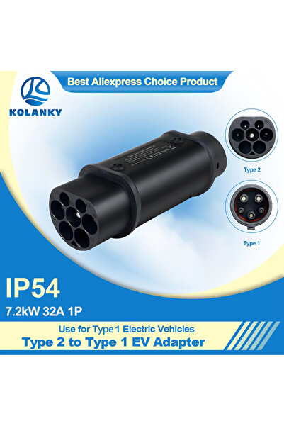 Choice Type2 to Type1 7.2KW 32A 1P Type 2 to Type 1 EV Adapter Portable EV Ch...