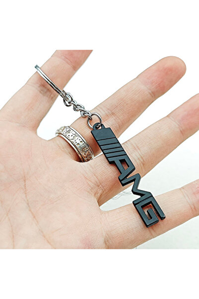 Choice1 BK AMG Black 3D Metal Black Silver AMG Logo Styling Keychain Badge Ke...