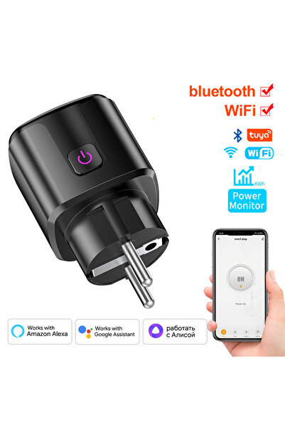 Choice3 20A BLACK Smart Sket Tuya EU Plug WIFI 16/20A With Power Monitor Timi...