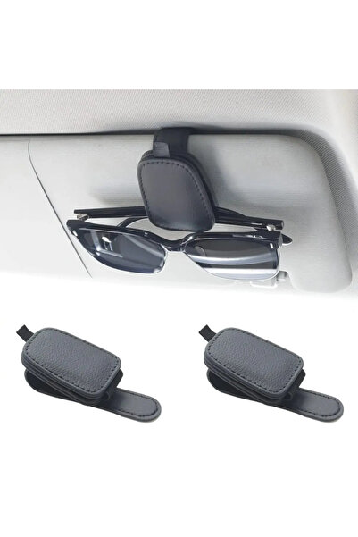 Choice 2Pcs Black 2 Packs Sunglasses Holders for Car Visor Magnetic Leather S...