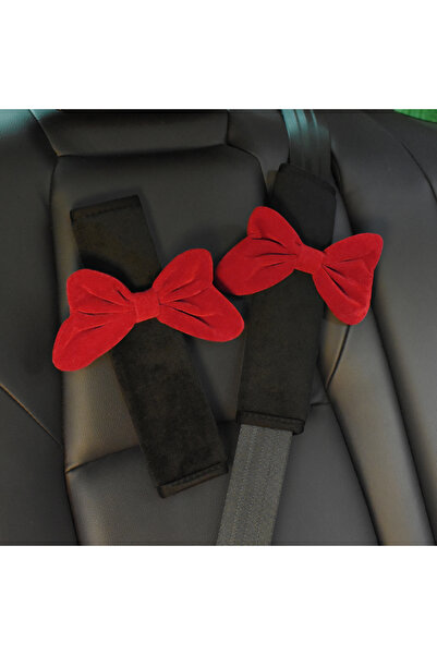 Choice 2pc red bow 1pc Cute Red Bowknot Universal Car Safety Seat Belt Cover ...