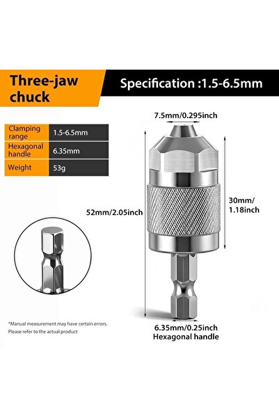 Choice Khaki Self-Tightening Drill Chuck Adapter Hexagonal Handle 1.5-6.5mm P...