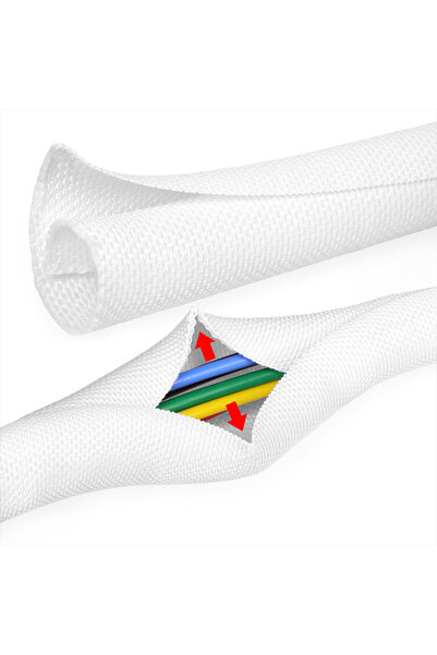 Choice21 2 meters 8mm 2/5/10M White Sleeve Self-Closed 3 - 30mm PET Braid Exp...