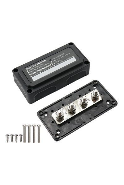 choice2 قضيب توزيع طاقة أسود M8-أسود، تيار مستمر 48 فولت 300 أمبير، 4 أطراف، ...