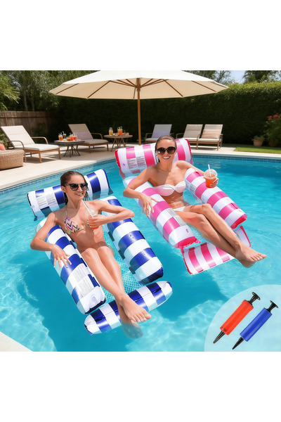 Generic 2 Pack Inflatable Pool Floats for Adults, 4-in-1 Pool Float & Water H...