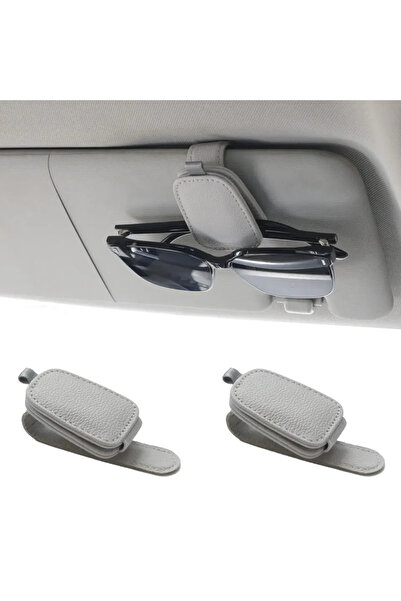 Choice3 2Pcs Grey 2 Packs Sunglasses Holders for Car Visor Magnetic Leather S...