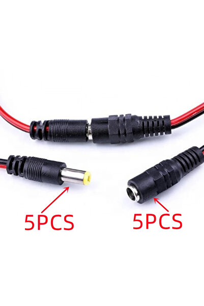 Choice 5 Pairs 25cm DC Cable 5.5*2.1 mm Male Female Plug 12V DC Power Pigtail...