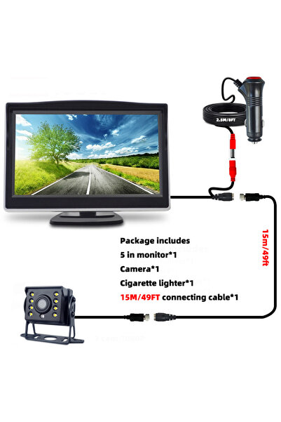 Choice1 15M Cam Kit QXNY Universal Car Rear View Backup Camera with 5 Inch Mo...