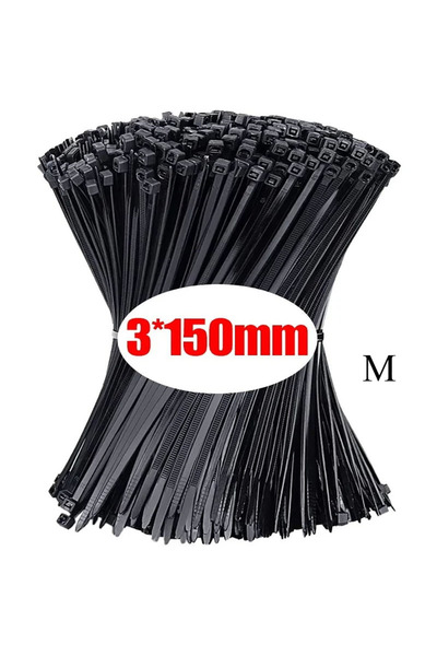 Choice3 100pcs 3x150mm Black 100/200/300/500/1000pcs Self-lking Plastic Nylon...