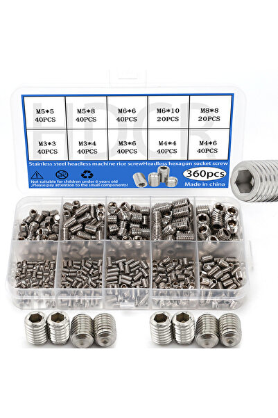 Choice 360pcs 360-piece stainless steel headless hex socket screw set - M3/M4...