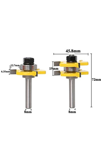 Choice 2pcs set 8mm 2 Pcs 8mm Shank Tongue & Groove Assemble Router Bits T-Sl...