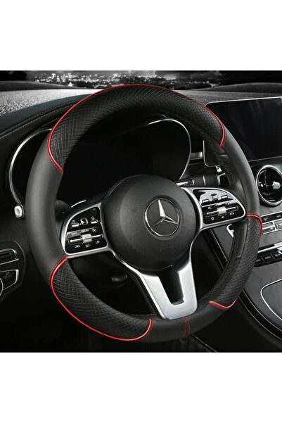 Choice1 غطاء عجلة قيادة سيارة من جلد الأحمر، مانع للانزلاق، مقاس 38 سم (15 بو...