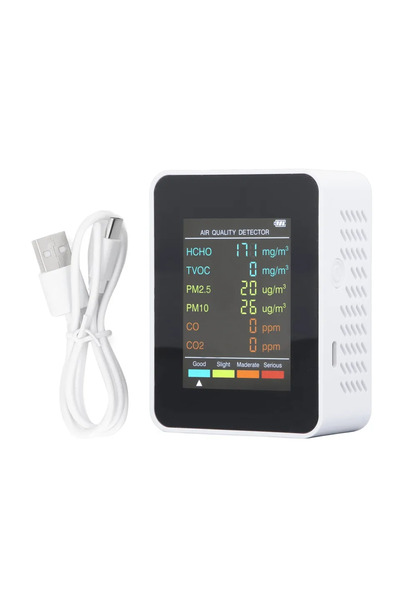 Choice WHITE Air Quality Monitor Portable LCD Backlight Screen CO2 TV HCHO PM...