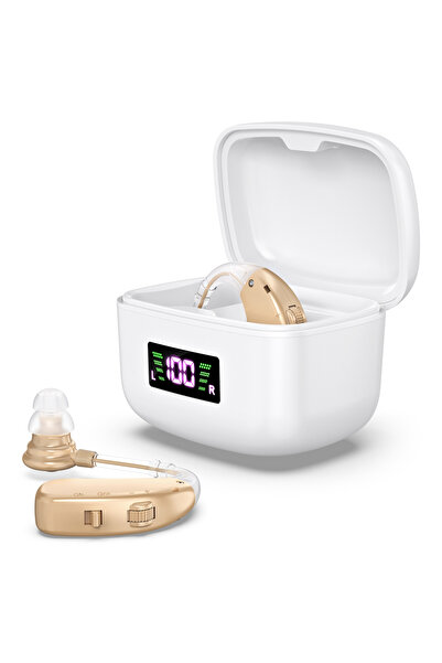 Choice مكبر صوت بني قابل لإعادة الشحن، سماعة أذن قوية للصم، سماعة أذن خلفية ق...