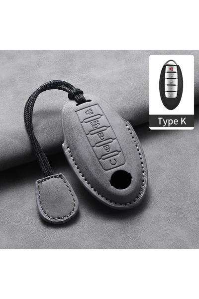 choice2 غطاء حماية لمفتاح السيارة من جلد الرمادي K2 5 Butt لسيارات نيسان تيان...
