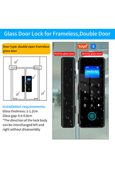 Choice1 KB180SJ-2-frameless Tuya Smart Fingerprint Lk Bluetooth Smart Sliding...