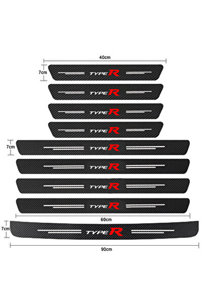 Choice4 9 قطع من ملصقات ألياف الكربون لعتبة باب السيارة من نوع TYPE R، مناسبة...