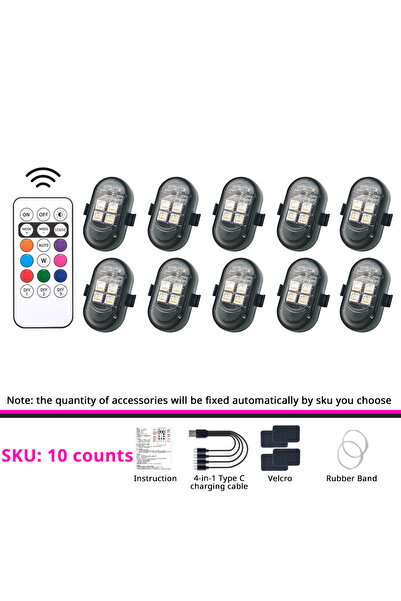 Choice4 مجموعة من 10 قطع إضاءة LED RGB للسيارة مع جهاز تحكم عن بعد، أضواء تحت...