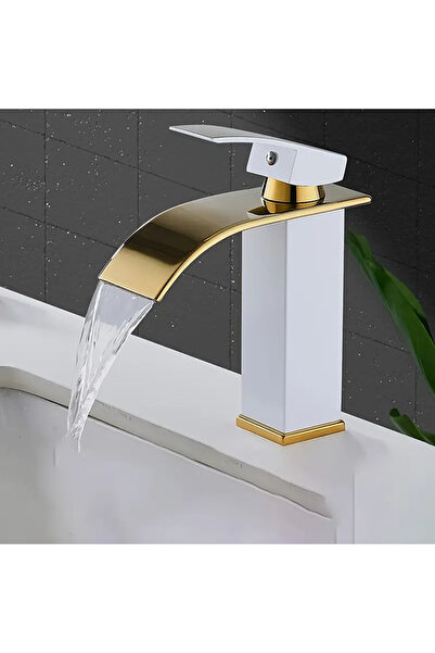 Choice صنبور شلال فاخر جديد باللونين الأبيض والذهبي، بتحكم مزدوج في الماء الس...