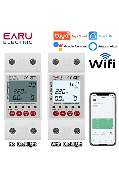 Choice1 With Backlight 1-63A(Adjustable) Tuya WiFi Smart Energy Meter Power k...