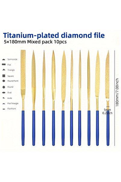 Choice 10Pcs 5-180mm mixed 1Set Titanium-Plated Diamond File Set High Frequen...