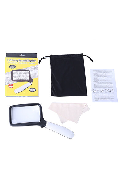 Choice مكبرة يدوية مربعة قابلة للطي باللون الأسود مزودة بـ 5 مصابيح LED، مكبر...