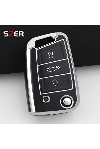 Choice12 جراب أسود بثلاثة أزرار، حقيبة قلاب من مادة TPU لمفتاح السيارة، مناسب...