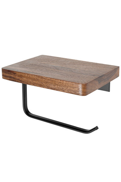 Choice Wood Natural Walnut Wood Toilet Paper Holder Bathroom Self-Adhesive Wa...