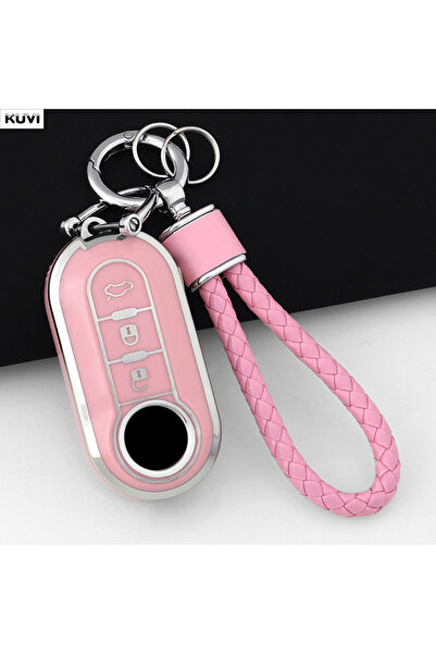 Choice1 Pink Set NEW TPU Car Folding Key Case Cover Shell For Fiat 500 Ducato...