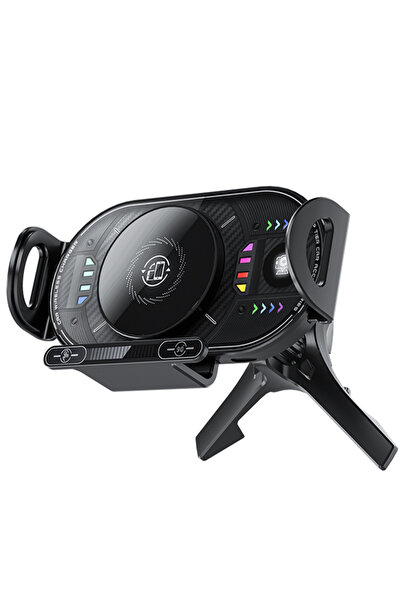 Choice Black RGB Light Car Wireless Charger Stand Fold Screen Fast Charging F...