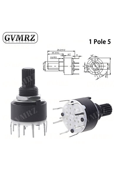 Choice3 1 Pole 5 1PCS SR16 Plastic 16MM Rotary Band switch 2 Pole 3 4 positio...
