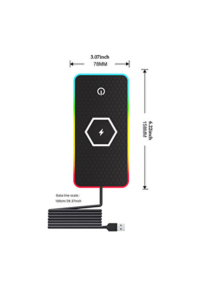 Choice لوحة شحن لاسلكي للسيارة مزودة بمنفذ USB وإضاءة LED RGB مع وسادة سيليكو...