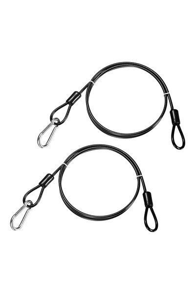 choice2 2.5mm 1m black Security Cable with Hooks and Loops [2Pcs] - 1m Stainl...