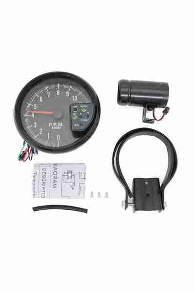 Choice مقياس سرعة دوران المحرك 5 بوصات، أسود، بإضاءة خلفية 7 ألوان مع مؤشر تغ...