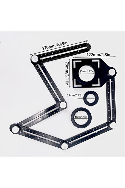 Choice 1pc Six-fold ruler, angle measuring instrument, tile hole lator, alumi...