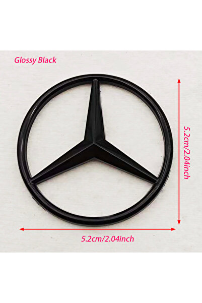 Choice8 ملصق شعار مرسيدس أسود لامع أسود 52 مم 52 مم 58 مم ABS كروم أسود على ع...