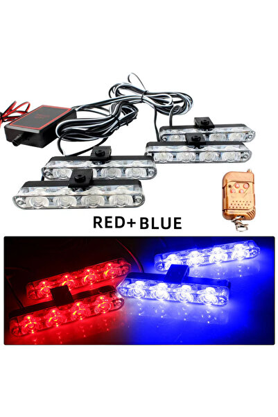 Choice6 أضواء ستروب حمراء وزرقاء لشبك السيارة الأمامي، أضواء شرطة 4 في 1، مصب...